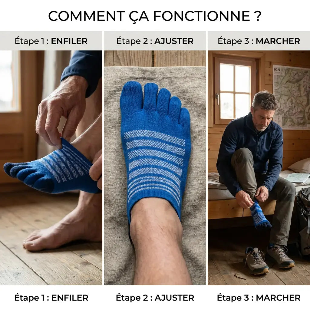 Chaussette à orteils séparés — Laine mérinos haute résistance