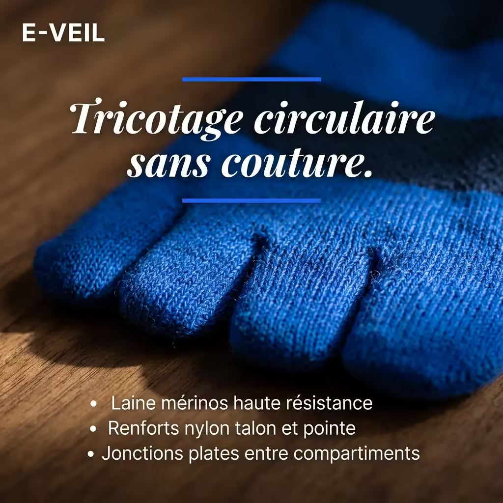 Chaussette à orteils séparés — Laine mérinos haute résistance
